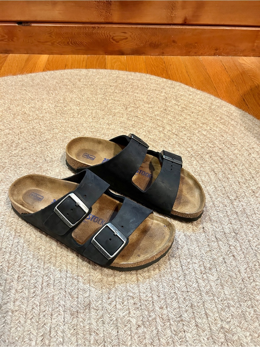 Birkenstock Arizona Soft Footbed Black Leather Sandals EU 38